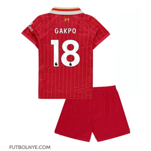 Camiseta Liverpool Cody Gakpo #18 Primera Equipación para niños 2024-25 manga corta (+ pantalones cortos)